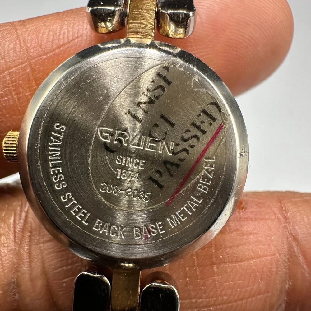 Gruen Watch Women Silver Gold Two Tone 20MM Round Dial New Battery 6.25